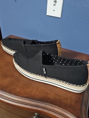 Skechers BOBS Black Slip-On with White Dot Accent
